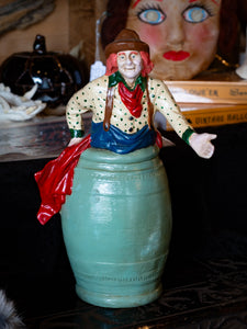 Ceramic Clown in Barrel