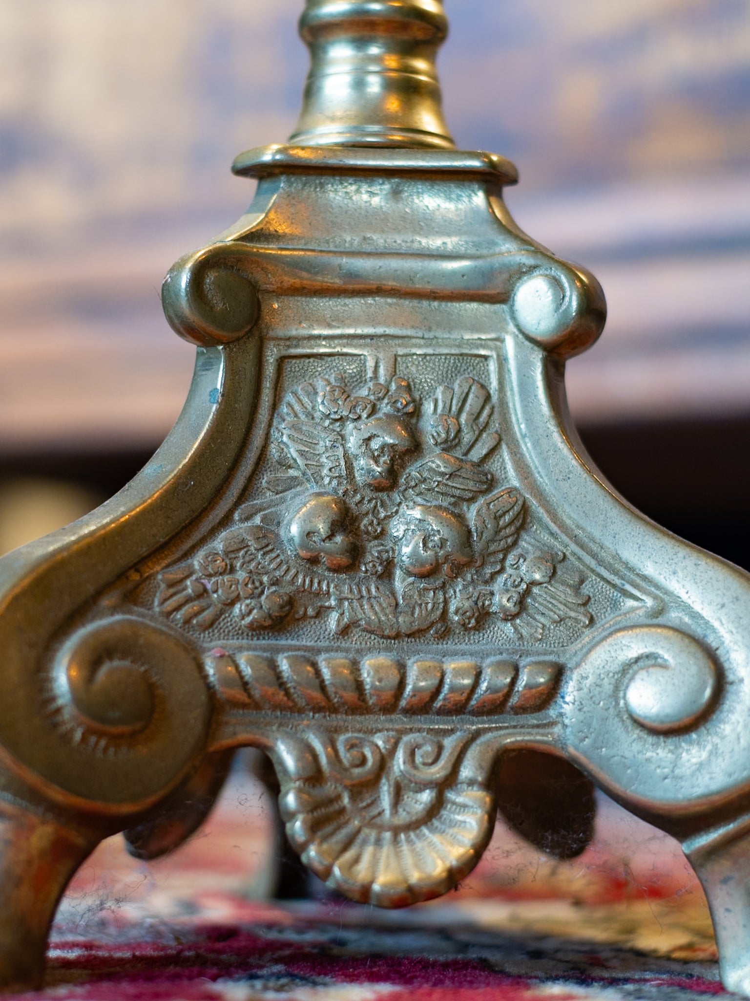Brass Funeral Candle Stand Pair
