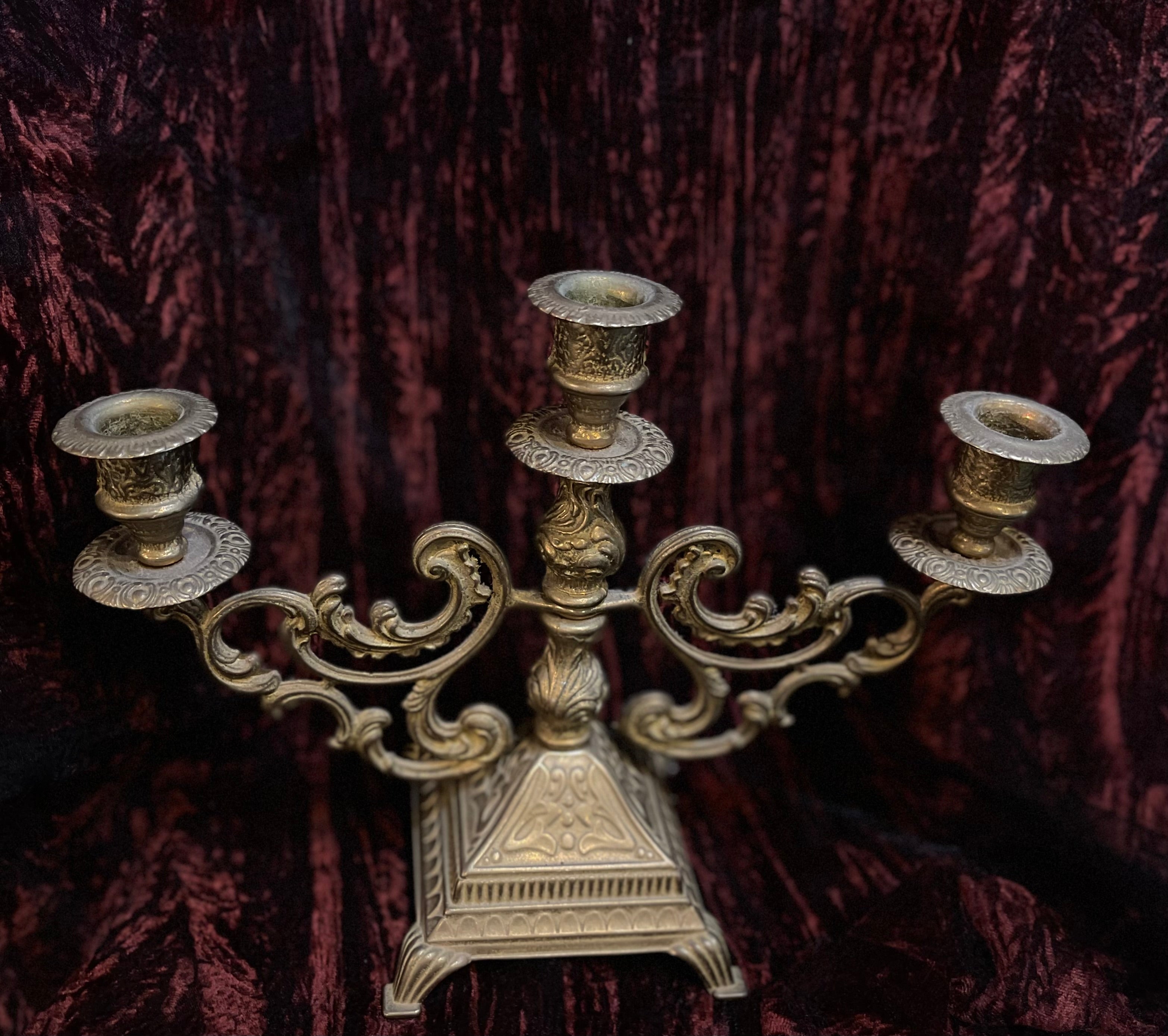Brass 3-Tiered Candelabra