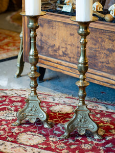 Brass Funeral Candle Stand Pair