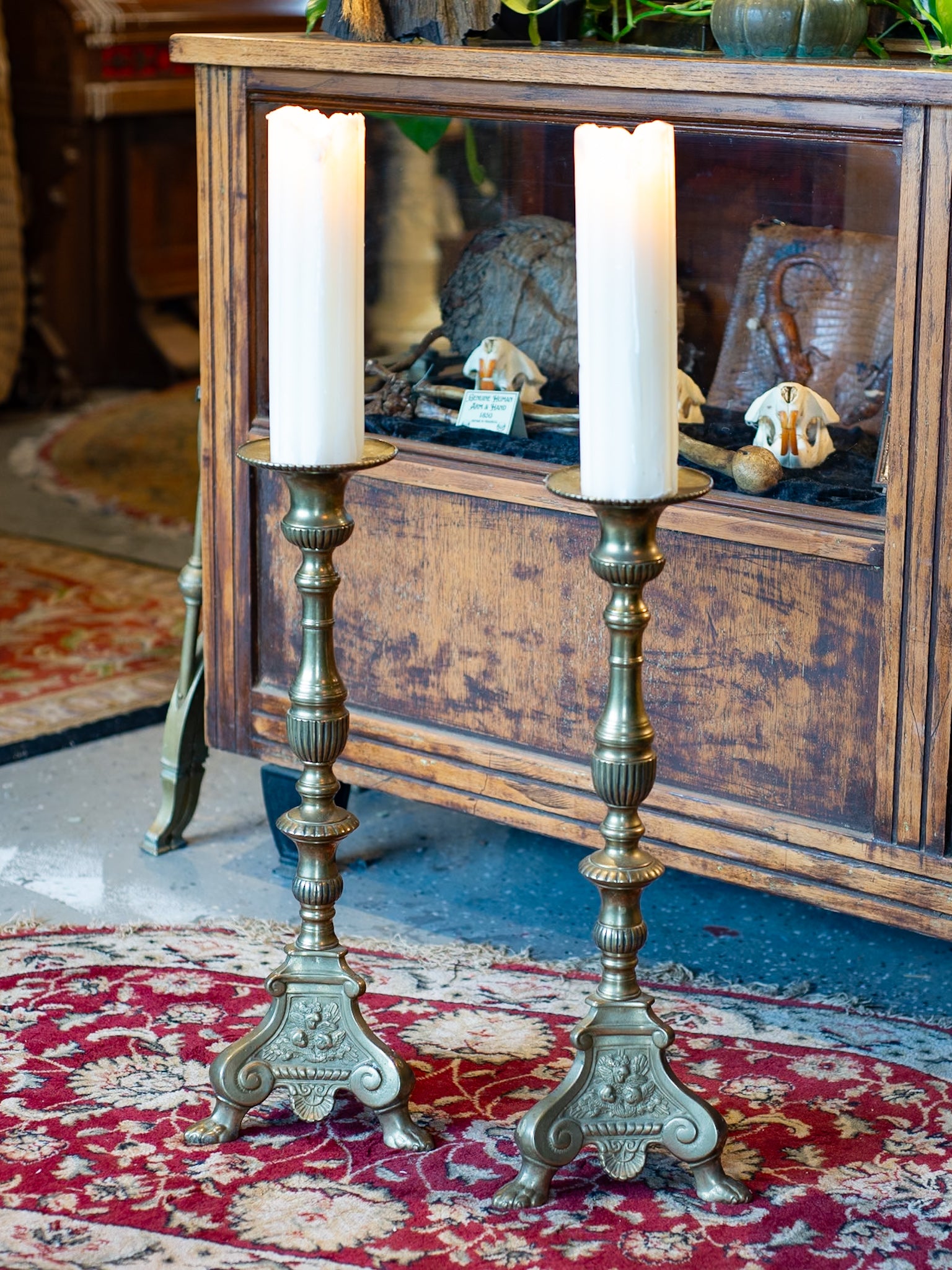 Brass Funeral Candle Stand Pair