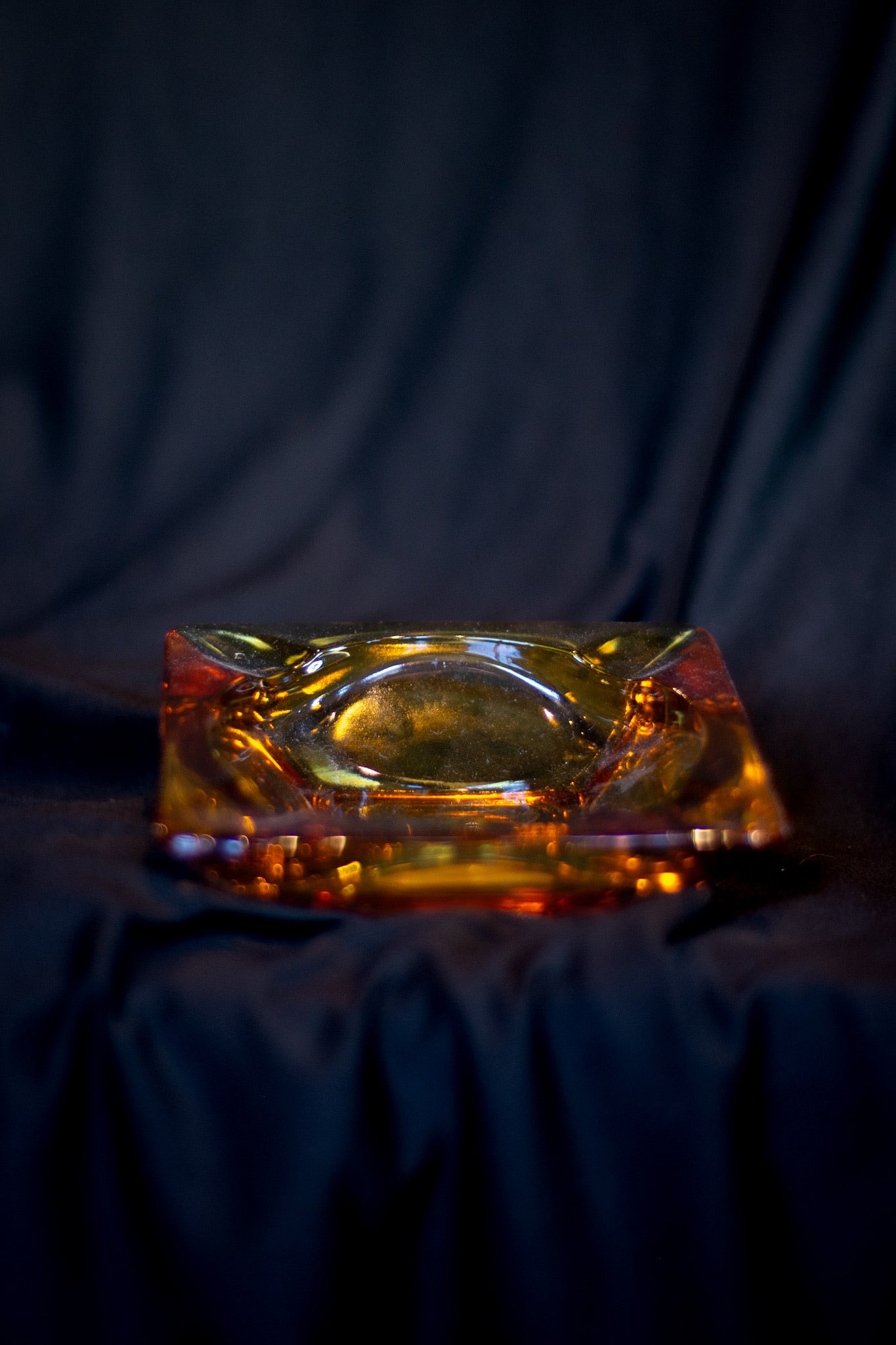 Amber Glass Ashtray
