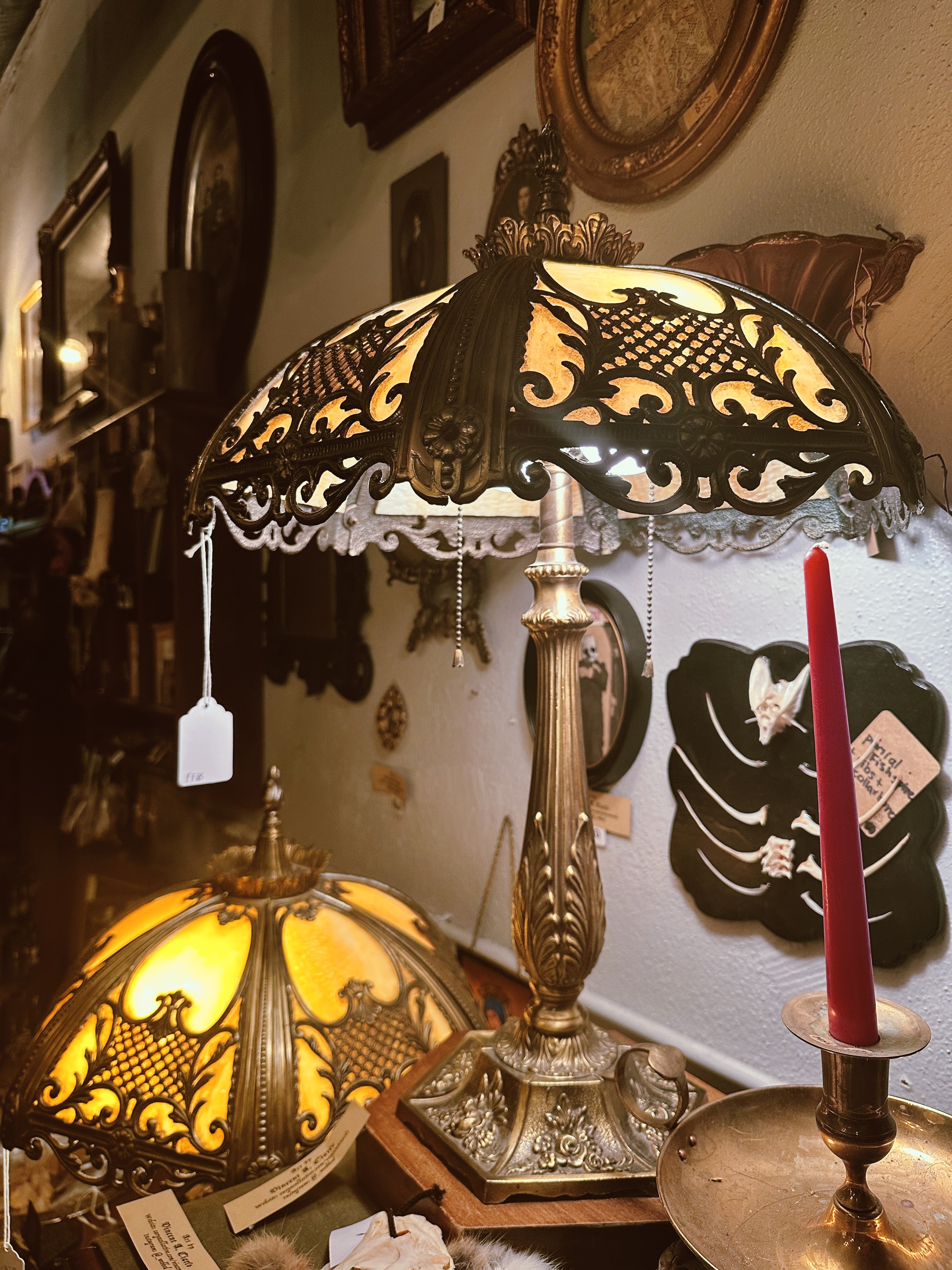 Vintage Victorian Stained Glass Lamps