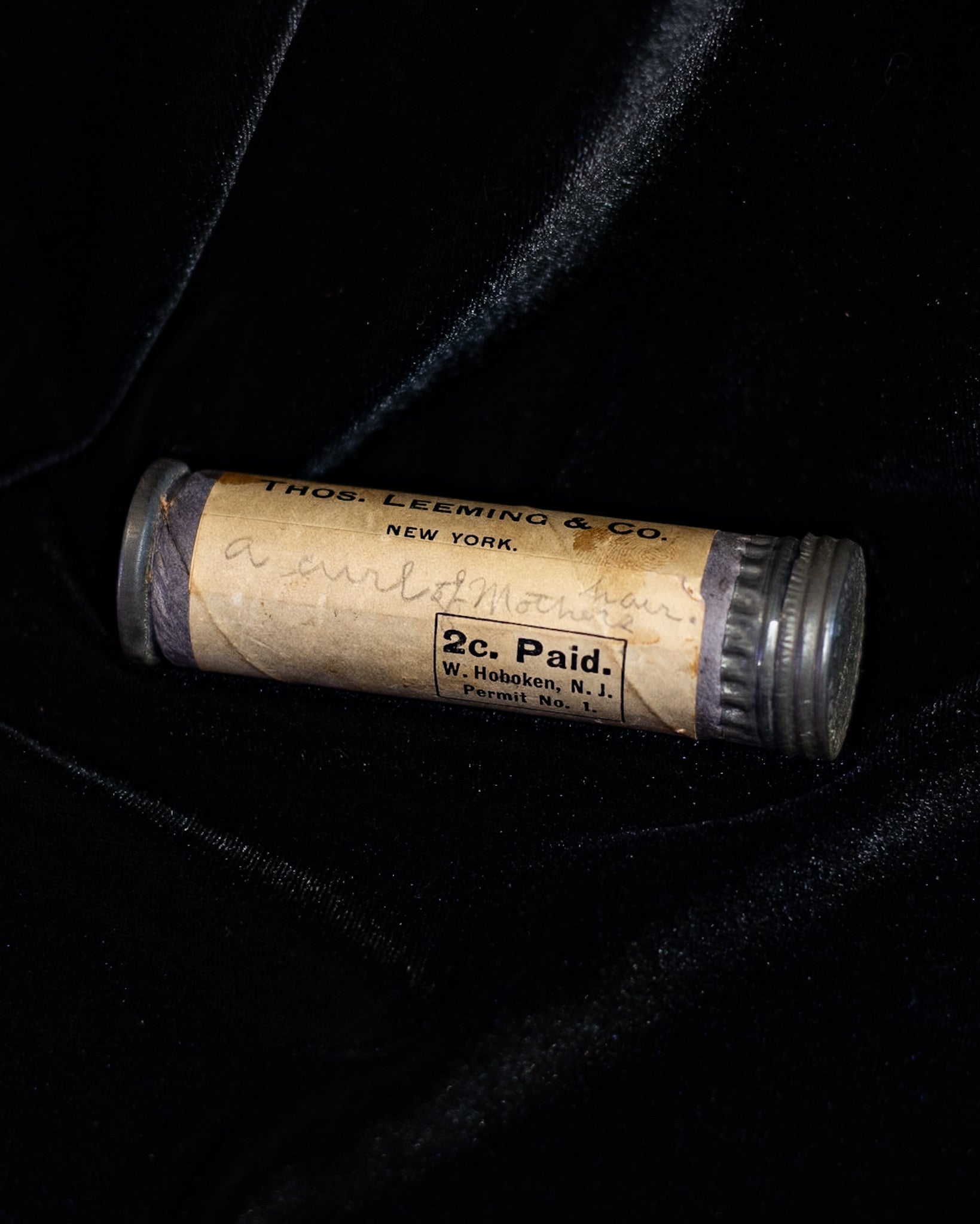 “A Curl of Mothers” | Victorian Hair Memento in Tube (Two Locks)