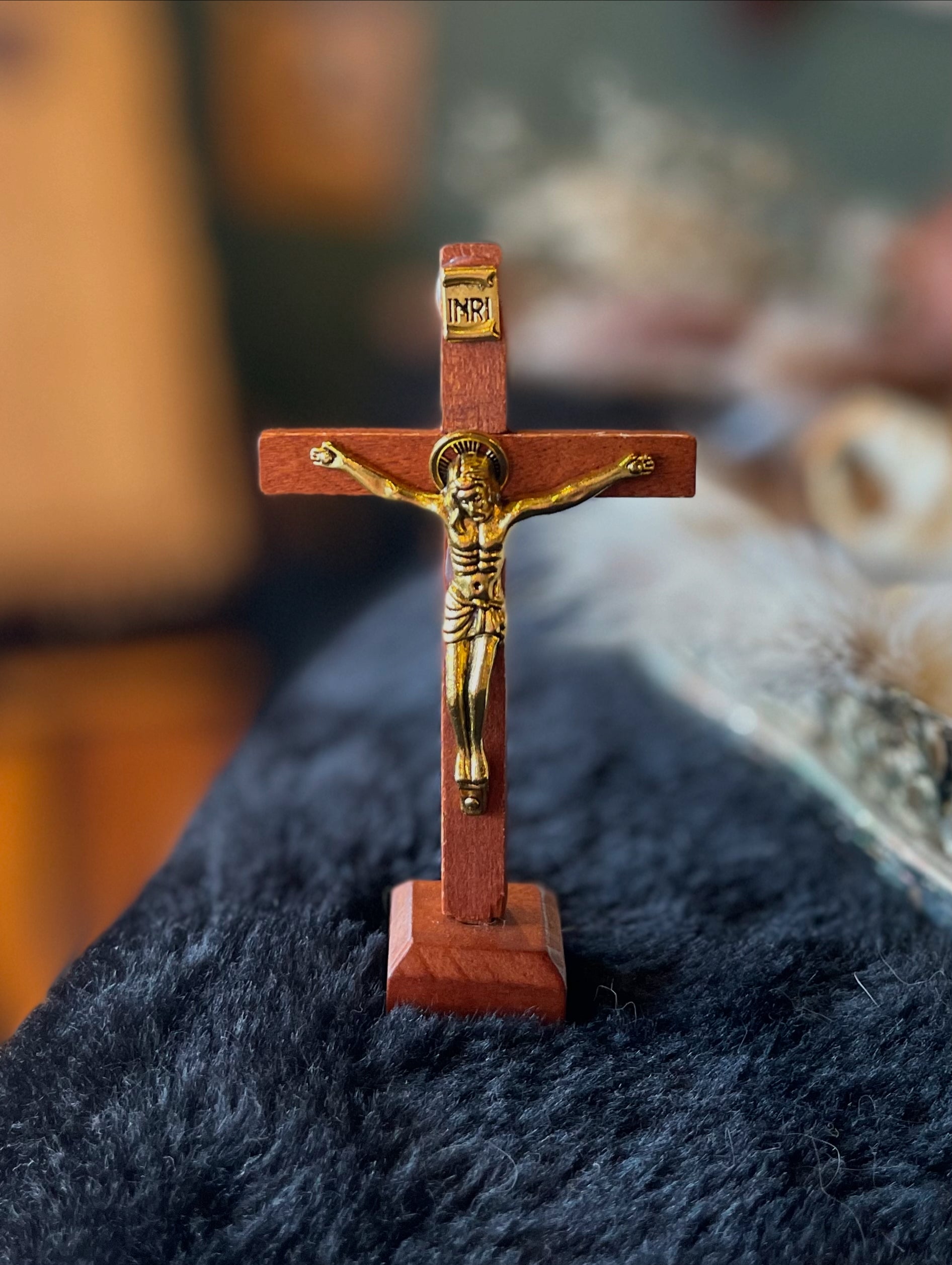 Small Wooden Standing Crucifix
