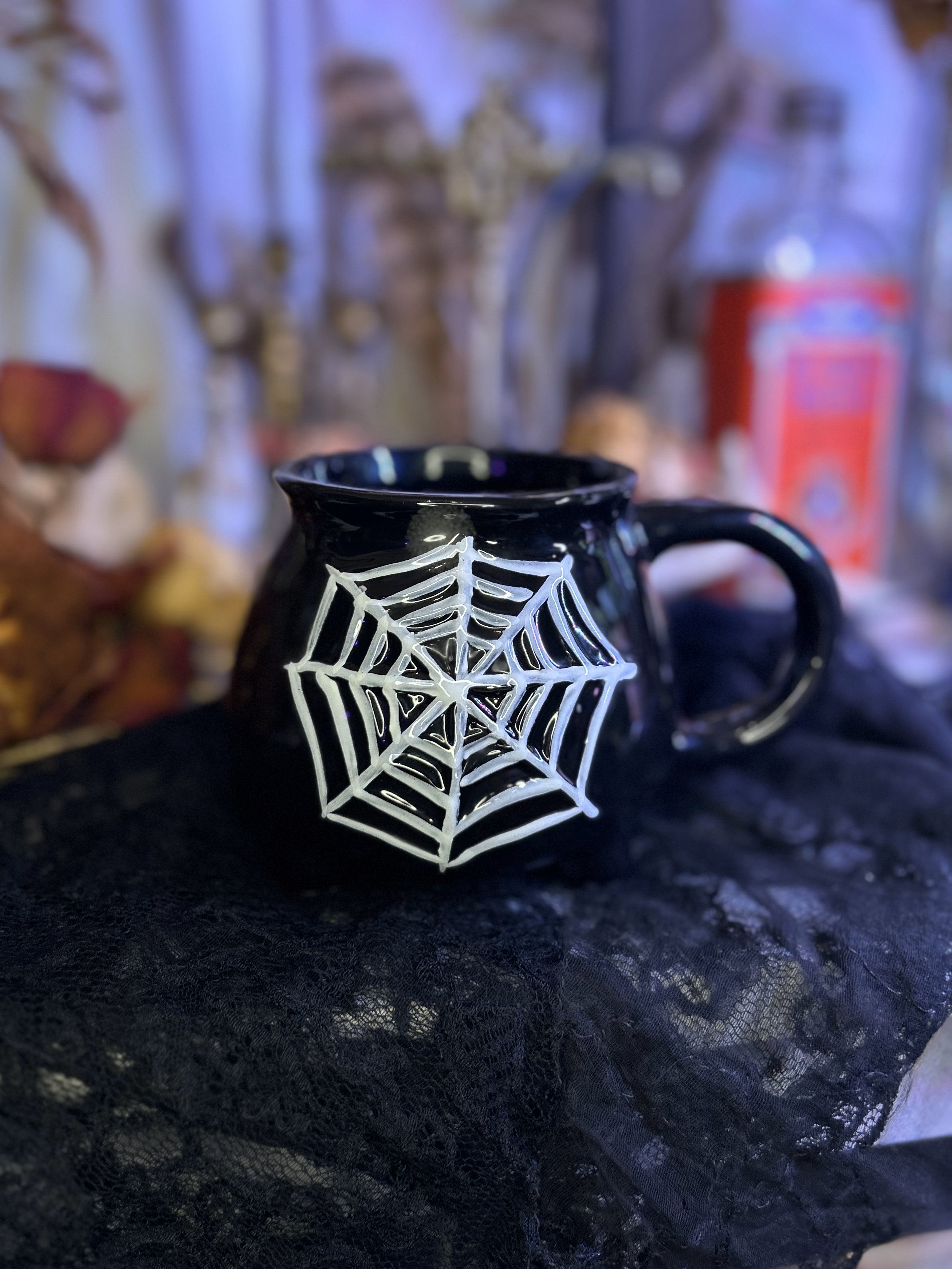 Handmade Spiderweb Cauldron Mug